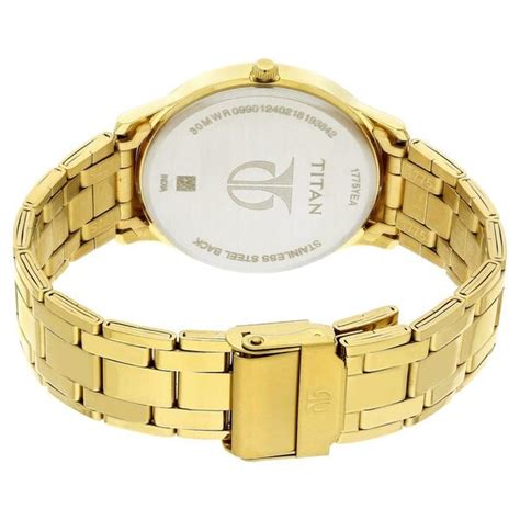 Buy Online Titan Quartz Analog with Date Champagne Dial Stainless Steel ...