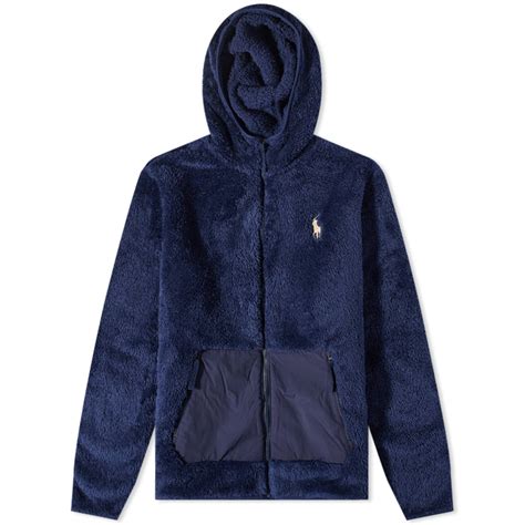 Polo Ralph Lauren Zip Hooded Sherpa Fleece Newport Navy & Newport Navy ...