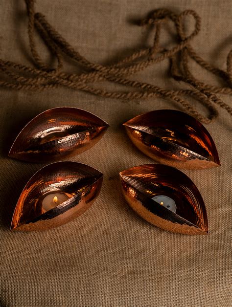 Buy Tambat Handbeaten Copper Tealight Pods (Set of 4) Online