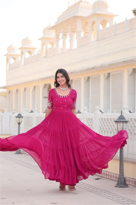 Pink Luxe Zari & Sequin Embroidered Gown