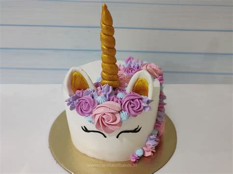 Unicorn Theme Cake with Butter Cream Flowers