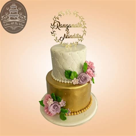 2-Tier White and Gold Wedding Cake – Cakes All The Way