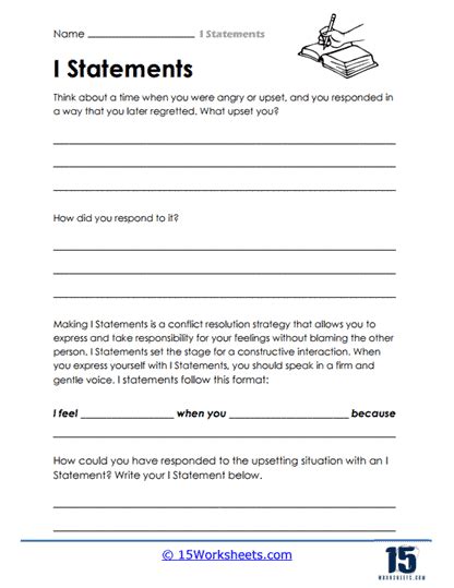 Image result for Communication. I Statements Worksheet