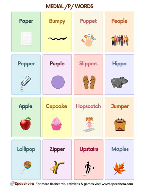 Free P Sound Medial Words Flashcards Worksheet PDF | Speech Era