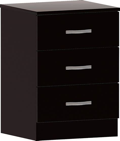 Furnilife Designs Black Sideboard Cabinet, Chest of Drawers, 3 Drawers ...