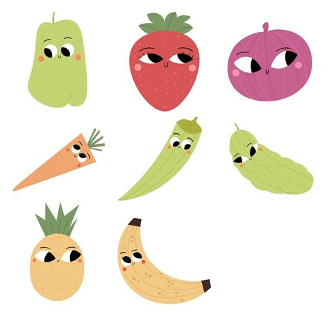 水果蔬菜卡通表情可爱角色插画