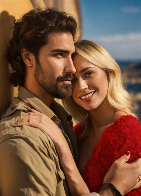 Lexica - Spanish man and a blonde fragile woman love