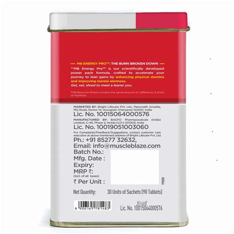 Buy MUSCLEBLAZE BIOZYME SHRED, 90 TABLETS, SUPPORTS WEIGHT MANAGEMENT ...