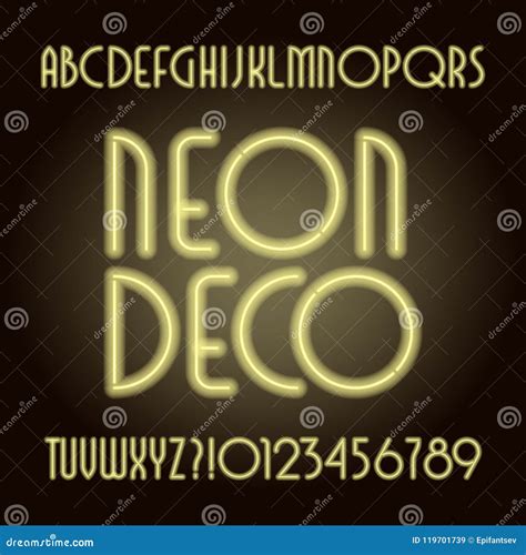 Neon Tube Art Deco Alphabet Font. Neon Color Letters And Numbers. Cartoon Vector | CartoonDealer ...