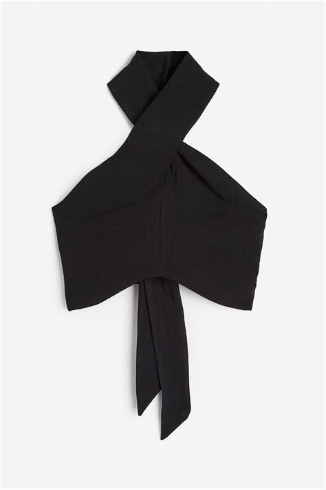 Cropped halterneck top - Black - Ladies | H&M IN