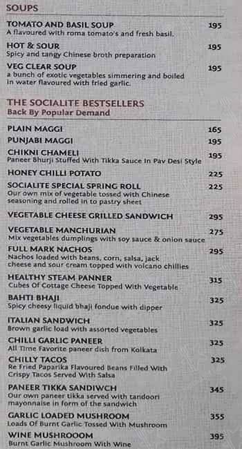 Menu at The Socialite, Jaipur, 4th Floor