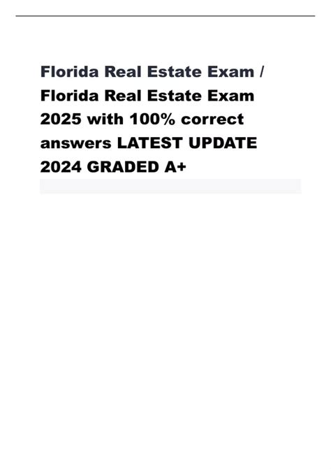 Florida Real Estate Exam / Florida Real Estate Exam 2025 with 100% ...