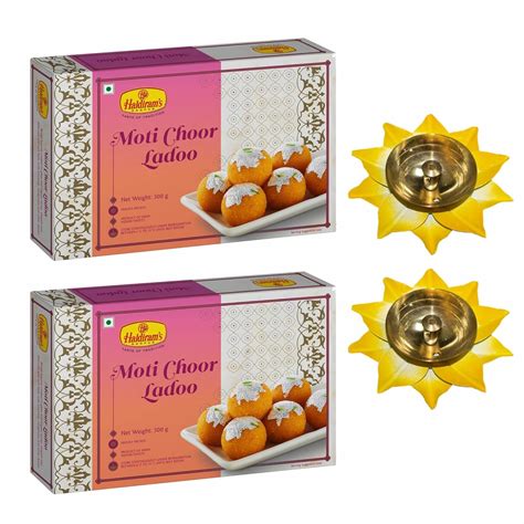 Haldiram's Motichoor Ladoo 500g (Pack of 2) with 2 Small Diya : Amazon ...