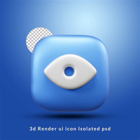ícone da interface do usuário do símbolo do olho 3d isolado | PSD Premium
