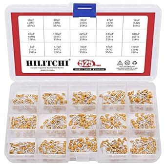 10pF to 100nF 15Values Ceramic Capacitor Set, Hilitchi 525Pcs DIP ...