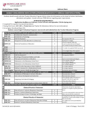 Fillable Online P-3 Program Sheet - Montclair State University Fax ...
