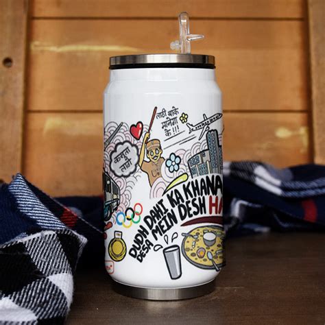 Haryana doodle art steel sipper can - Discovering India – Indigifts