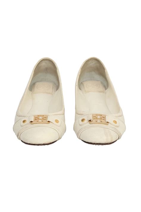 Tory Burch White Scaled Ballet Flats