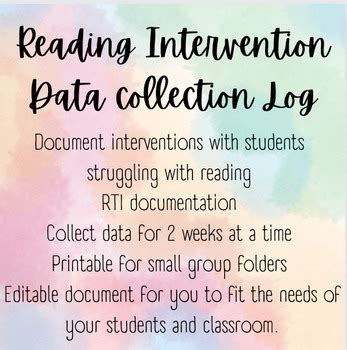 Reading Intervention Data Collection Log by MrsBEiology | TPT