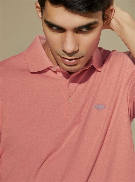 Buy Pink Champagne Polo | Casual Pink Solid Polos for Men Online | Andamen