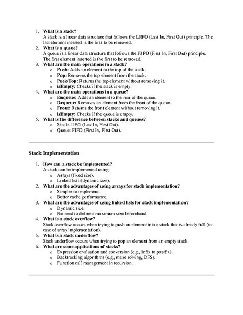 Stack and queue - overview - 1. What is a stack? A stack is a linear ...
