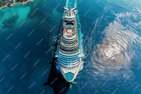 Cruise ship top view white and green aerial photography high definition ...