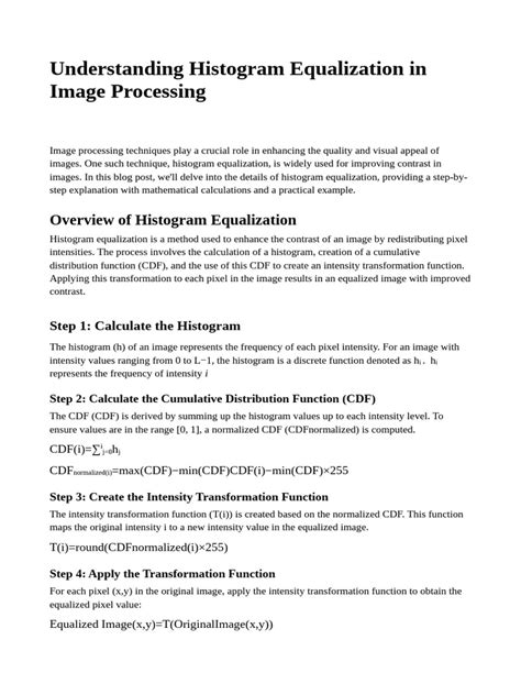Histogram Equalization in Digital Image Processing 的图像结果