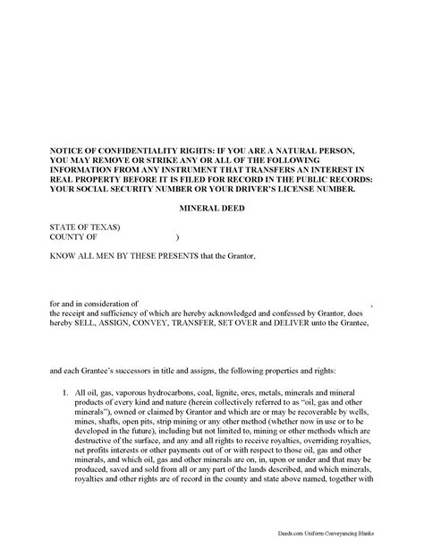 Texas Mineral Rights Deed Form at Winfred Gold blog