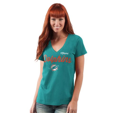 Women's G-III 4Her by Carl Banks Aqua Miami Dolphins Post Season V-Neck ...