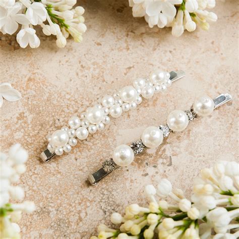 Pearl Hair Clip Set Hair Slides Silver Hair Pins Faux Pearl - Etsy