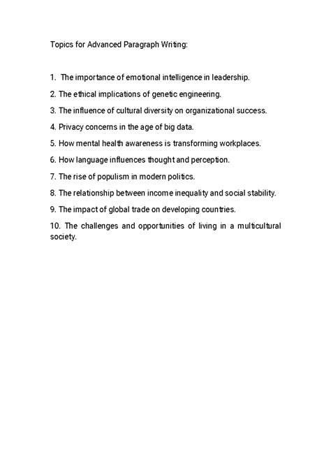 Topics for Advanced Paragraph Writing - The ethical implications of ...