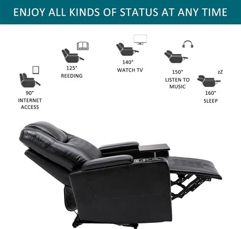 Buy Electric Recliner Chair with USB Charge Port, 360 Swivel Tray Table ...