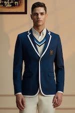 Buy Men Blue Solid Slim Fit Formal Blazer Online - 961326 | Peter England