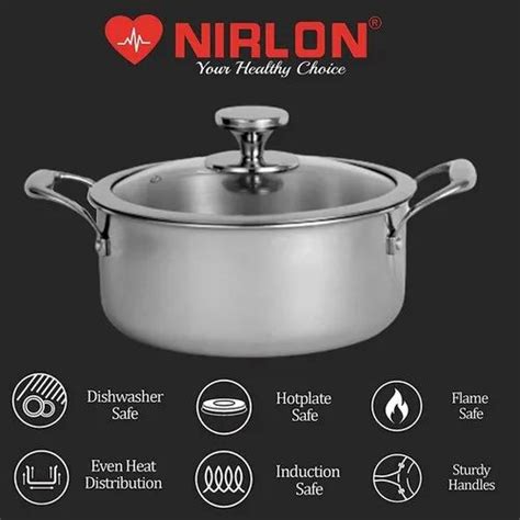 Tri-Ply Cookware - 2.5L Nirlon Triply Stainless Steel Tasla Kadhai ...