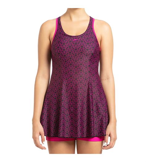 Buy Speedo Boomstar All Over Printed Swimdress With Boyleg Black ...