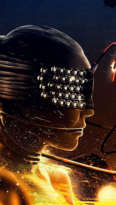 Download wallpaper 800x1420 girl, face, line, sign, background, glow ...