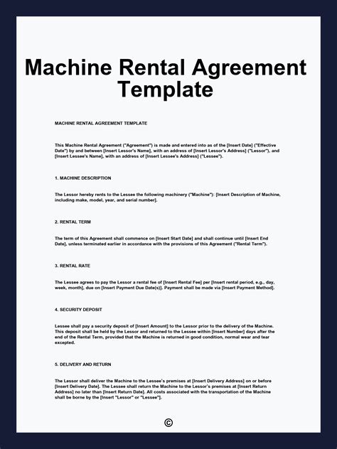 Machine Rental Agreement Template