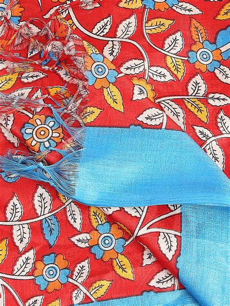 Red Floral Printed Art Silk Dupatta – Dupatta Bazaar