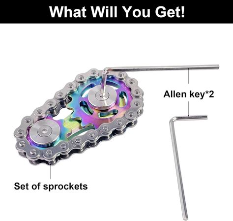 Bike Chain Gear Fidget Spinner, Metal Sprocket Chain Fidget Toy, Stress ...