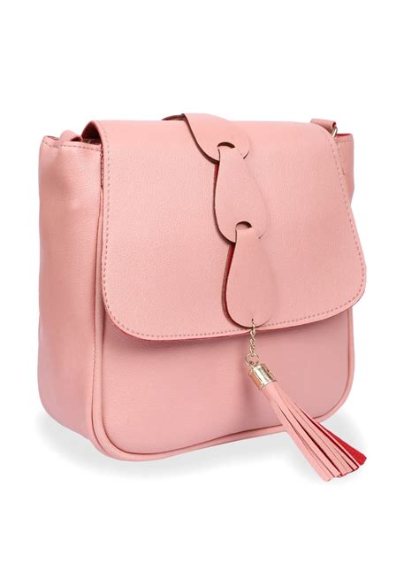 Get Overlap Center Panel & Tassel Charm Detail Solid Cross-Body at ...