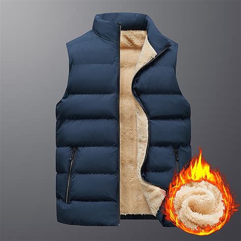 Men's Winter Vest Fleece Thick Jacket Warm Coat Padded Puffer Vest ...