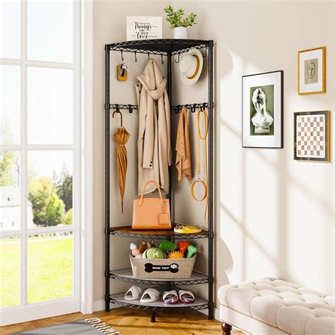 Amazon.com: Roxibelt R2 Corner Coat Rack, Coat Rack with 4 Shelves ...