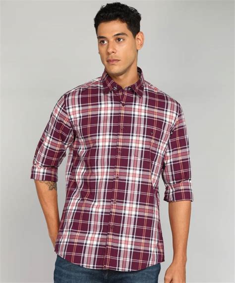 Louis Philippe Sport Men Checkered Casual Maroon Shirt - Buy Louis ...