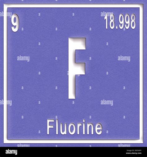 Fluorine chemical element, Sign with atomic number and atomic weight, Periodic Table Element ...