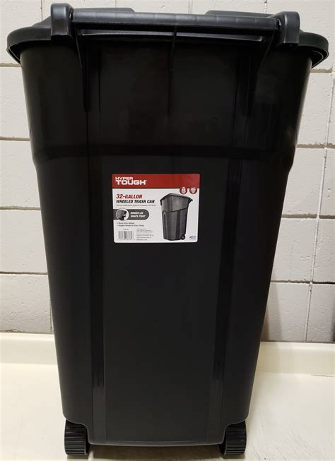 Hyper Tough 32 Gallon Wheeled Heavy Duty Plastic Garbage Can, Attached ...
