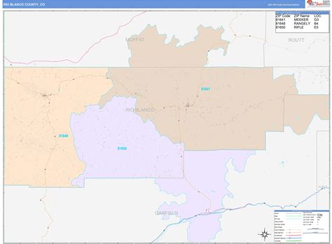 Rio Blanco County, CO Wall Map Color Cast Style by MarketMAPS