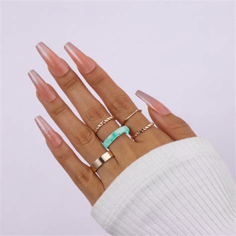 Set Of 5 Mint Tint Rings | Salty – Salty Accessories