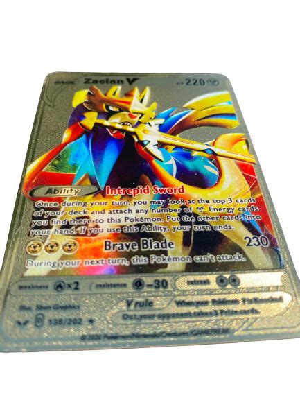 Buy Zacian V Metal pokemon Gold card Custom Online at Lowest Price in ...