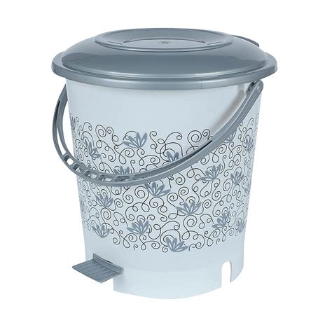 Dhwani Enterprise (Ratan Pedal Dustbin Flower Printed, Premium Plastic ...