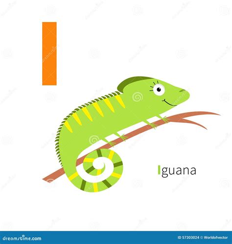 Alfabeto Del Parque Zoológico De La Iguana De La Letra I ABC Inglés Con ...